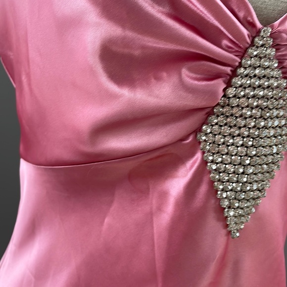 Vintage Gunne Sax pink sateen halter maxi … - Picture 3 of 12